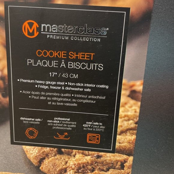 Master Class Cookie Sheet Baking Pan 17"x 12"x 1" Black Non Stick NWT - Picture 3 of 4